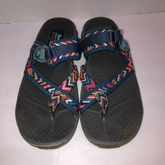 Skechers Womens Size 10 Reggae Zig Zag Swag Open Toe Slip On Sports Sandals - Picture 4 of 9